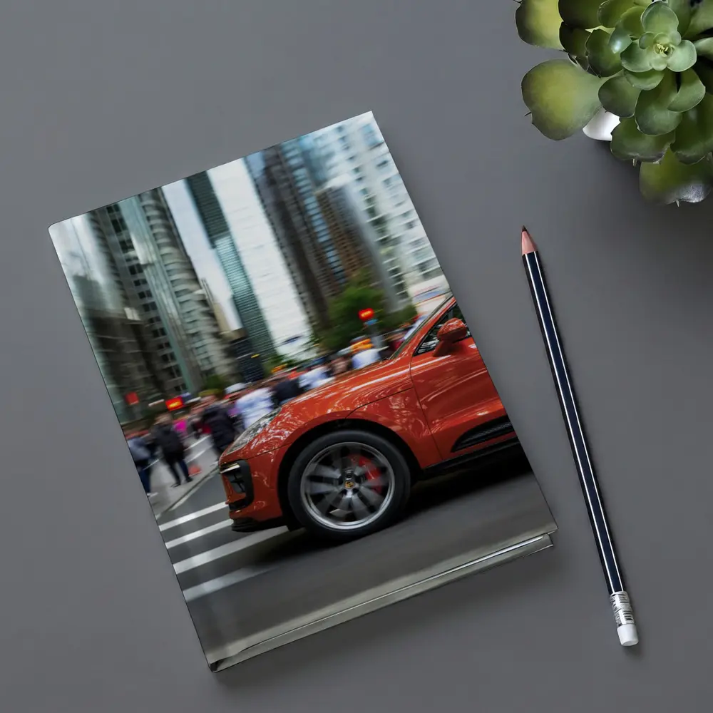 Porsche Macan Orange Speeding Through City Streets – Notebooks