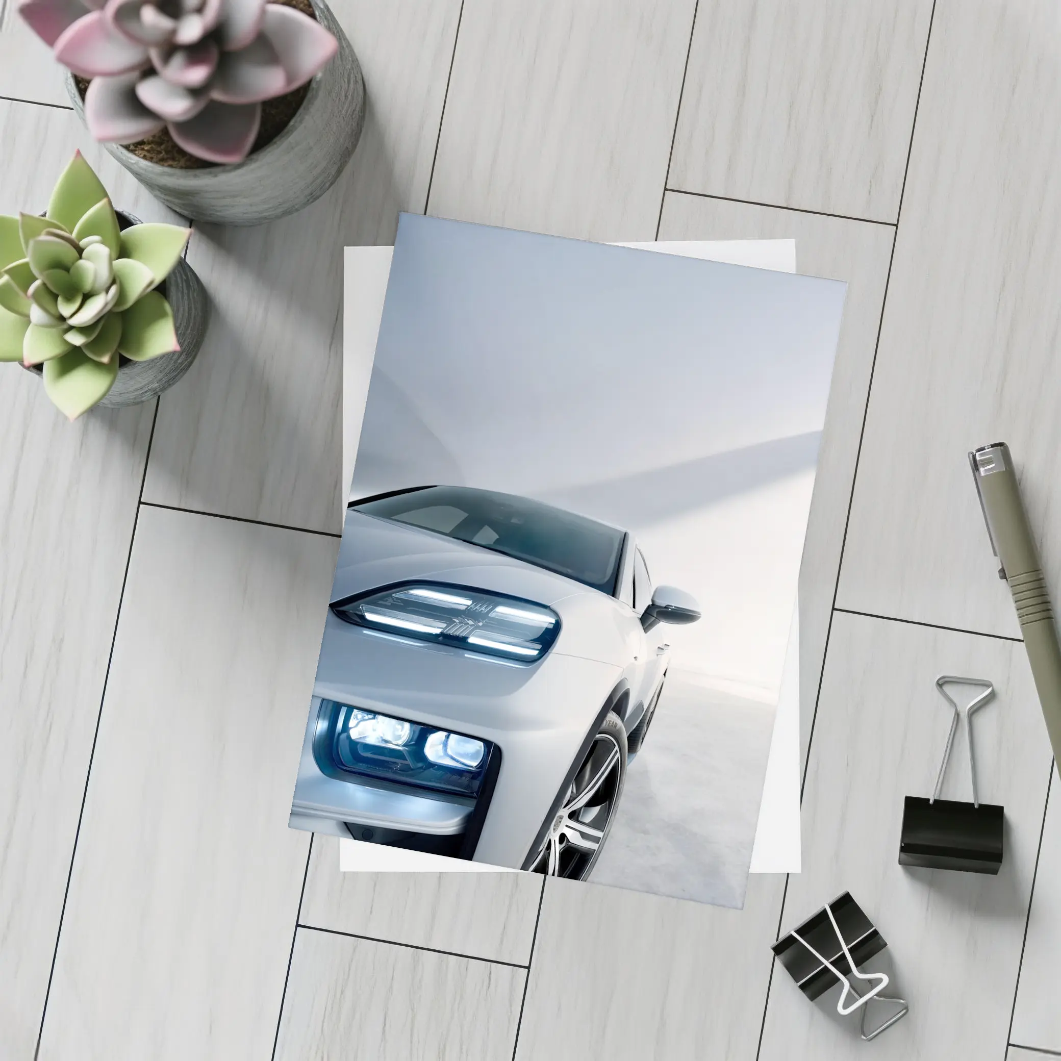 Porsche Macan White Minimal Studio Setting – Postcards