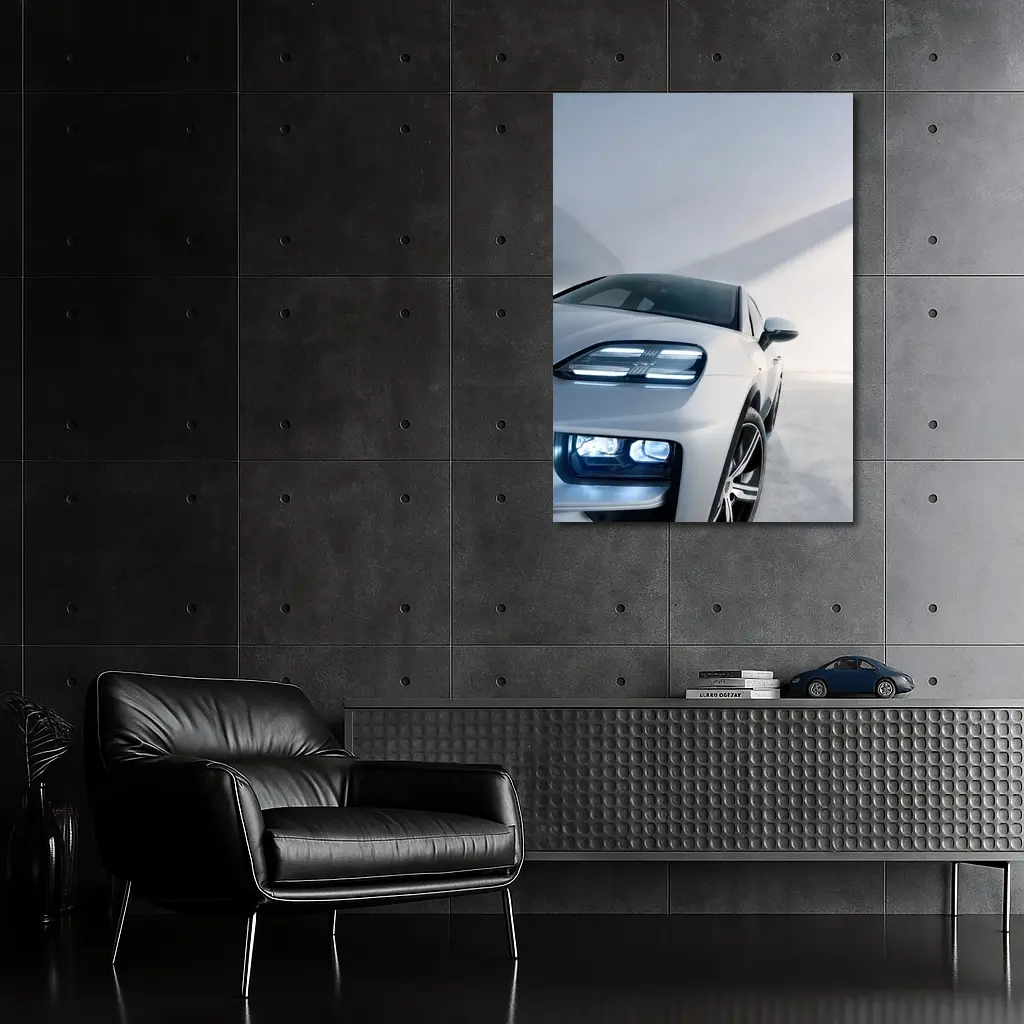 Porsche Macan White Minimal Studio Setting – Wall Art