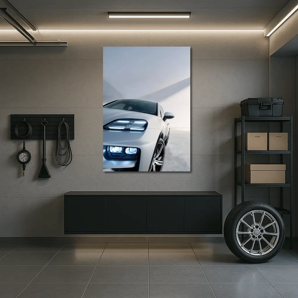 Porsche Macan White Minimal Studio Setting – Wall Art