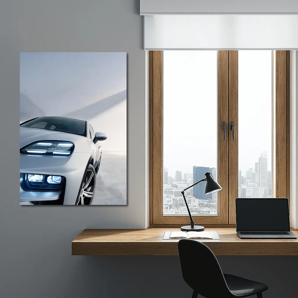 Porsche Macan White Minimal Studio Setting – Wall Art