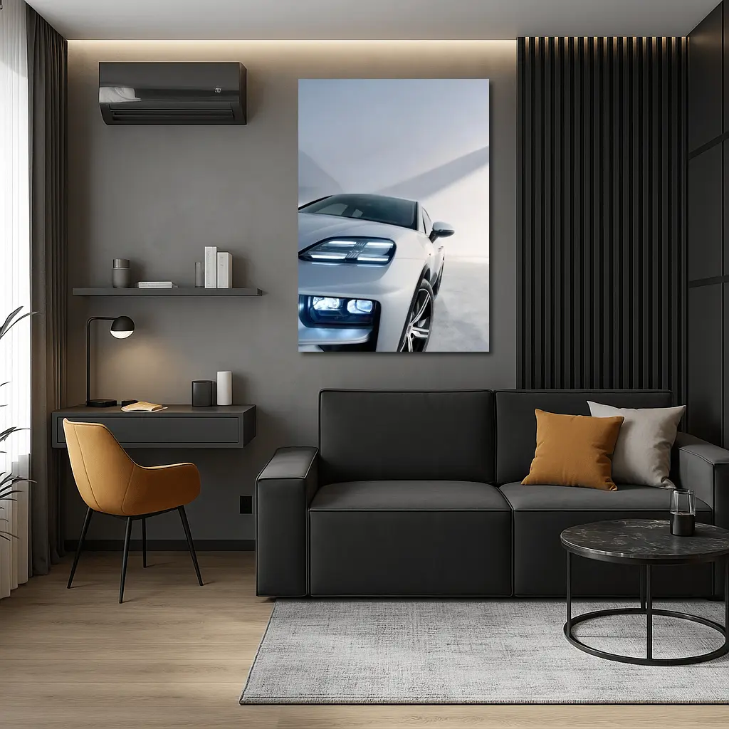 Porsche Macan White Minimal Studio Setting – Wall Art
