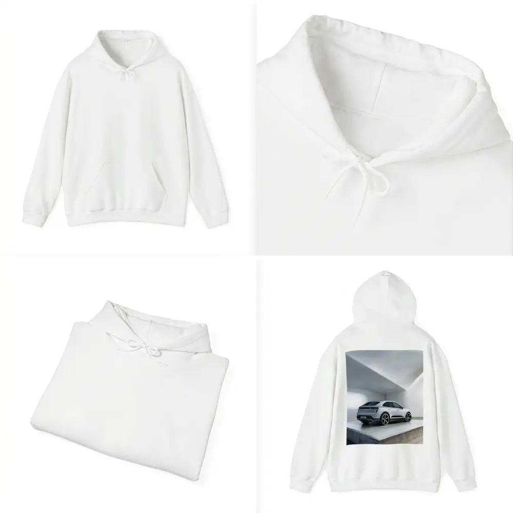 Porsche Macan Turbo White Studio Garage – Hoodies