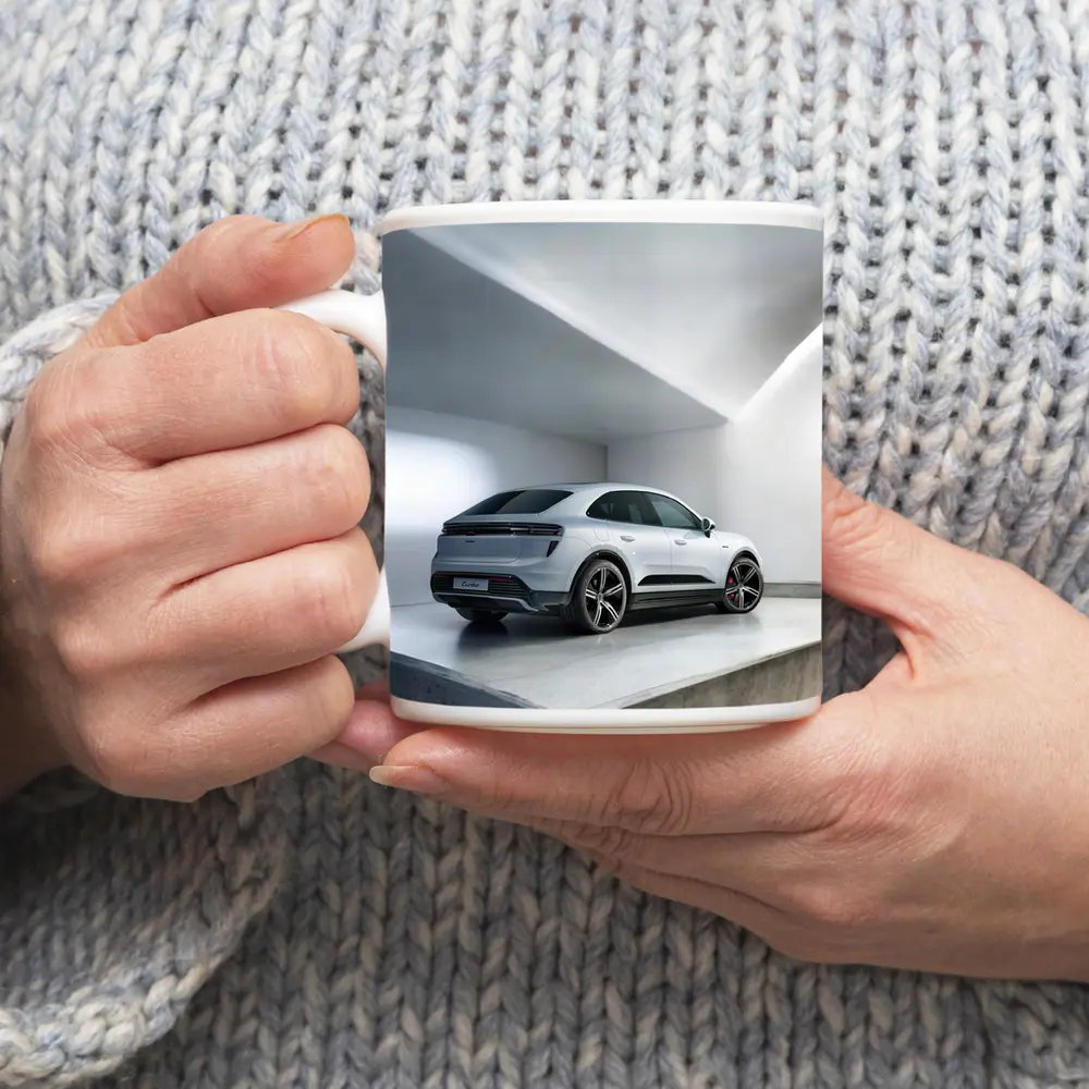 Porsche Macan Turbo White Studio Garage – Mugs