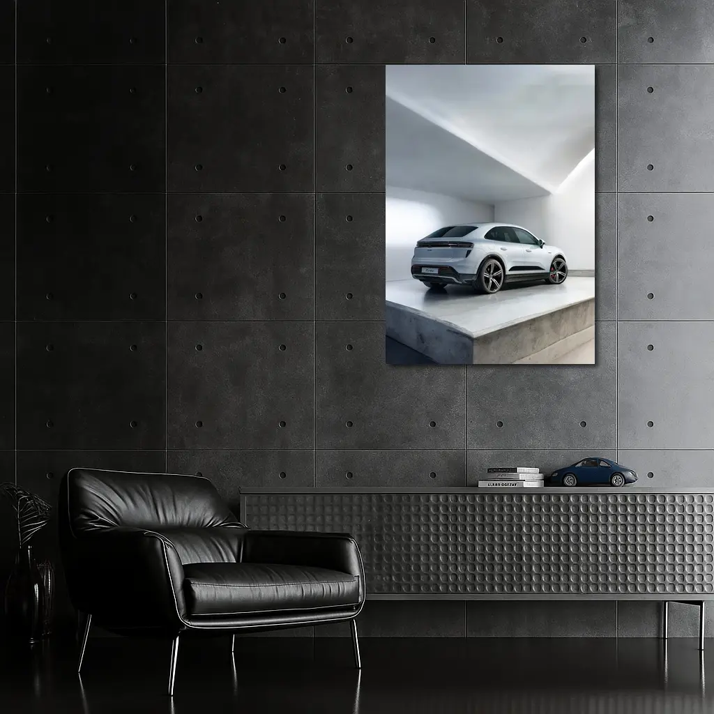 Porsche Macan Turbo White Studio Garage – Wall Art