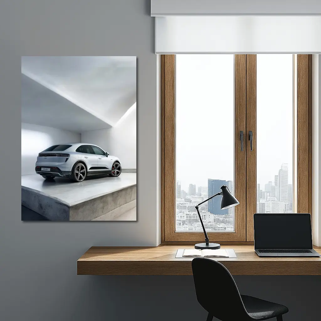 Porsche Macan Turbo White Studio Garage – Wall Art
