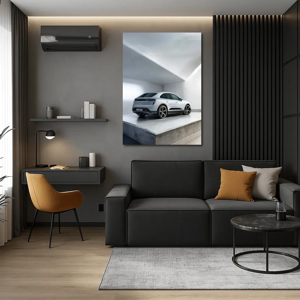 Porsche Macan Turbo White Studio Garage – Wall Art