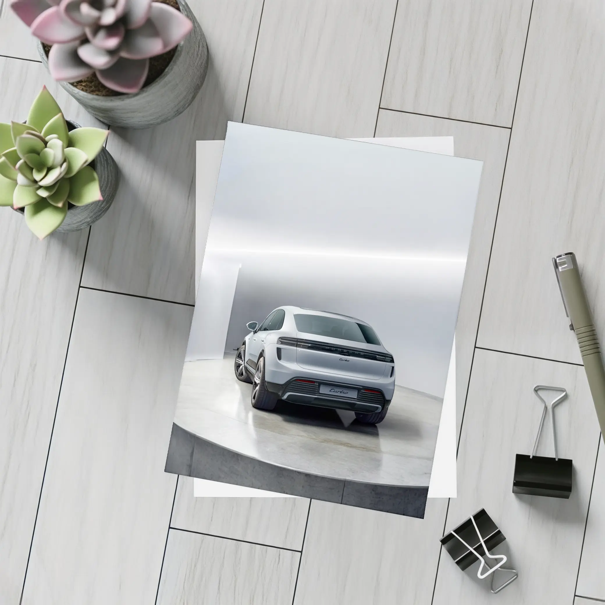 Porsche Macan Turbo Studio White Background – Postcards
