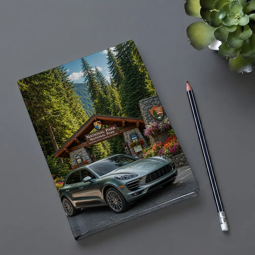 Porsche Macan at National Park Entrance – Notebooks