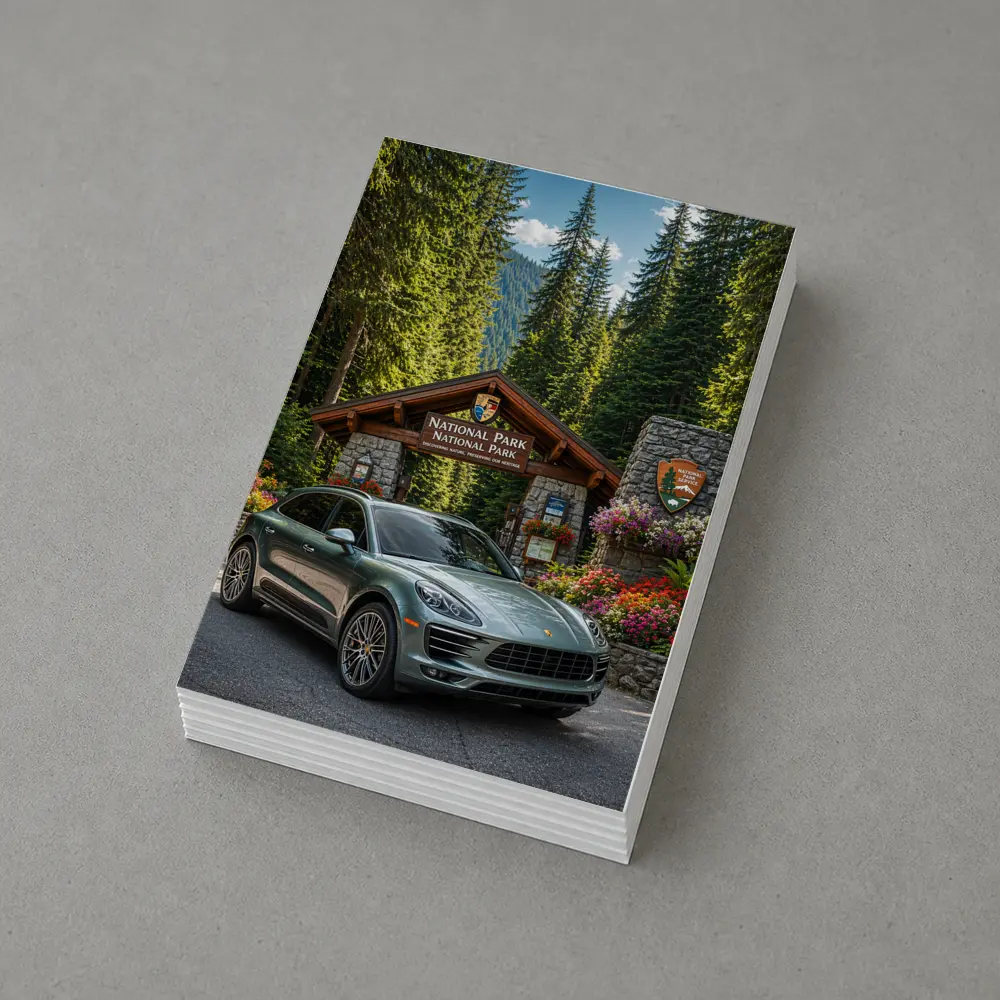 Porsche Macan at National Park Entrance – Postcards