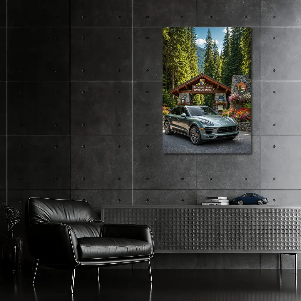 Porsche Macan at National Park Entrance – Wall Art