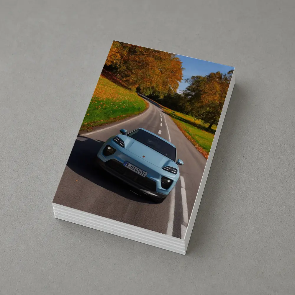 Porsche Macan Electric Blue Autumn Road Drive – Postcards