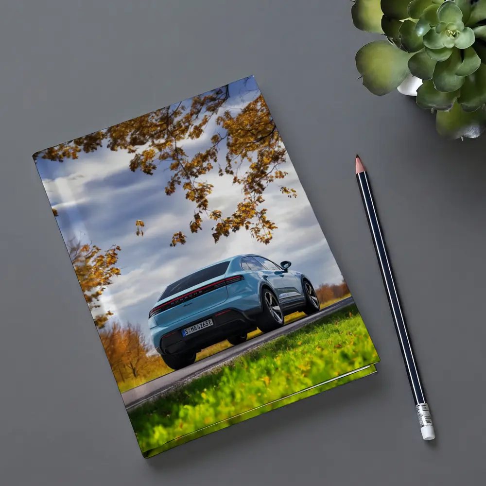 Porsche Macan Blue On Autumn Country Road – Notebooks