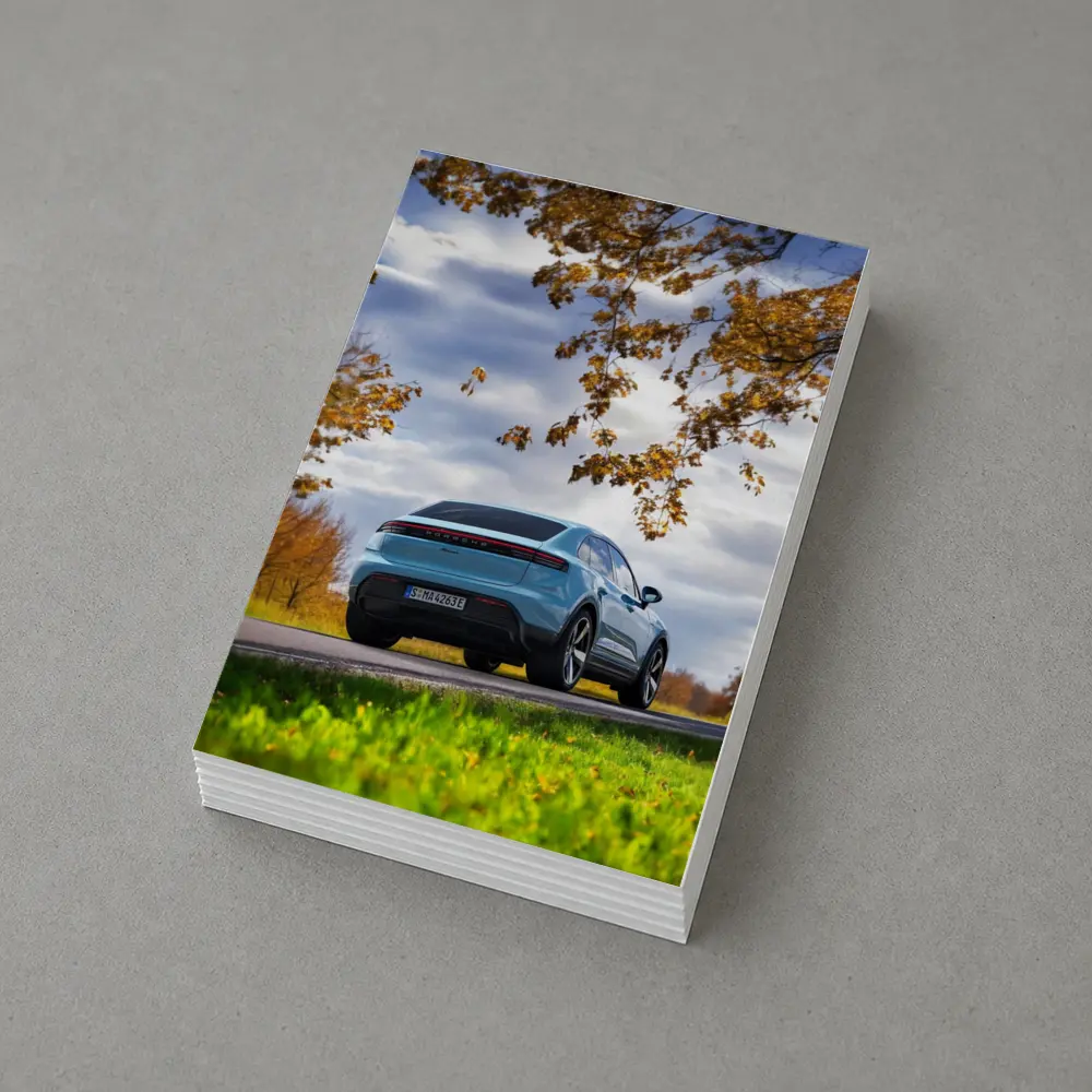 Porsche Macan Blue On Autumn Country Road – Postcards