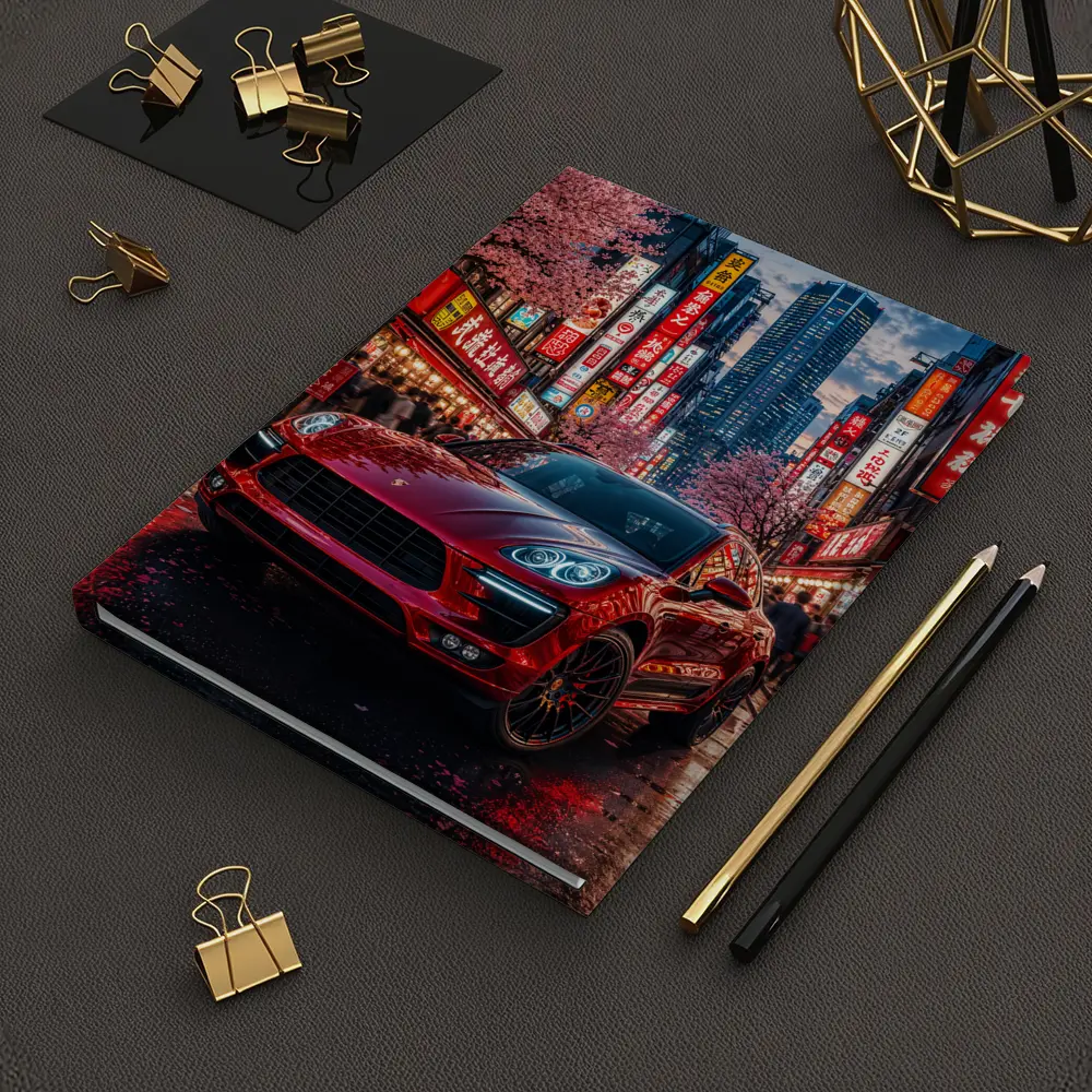 Porsche Macan Red Tokyo Night Street – Notebooks