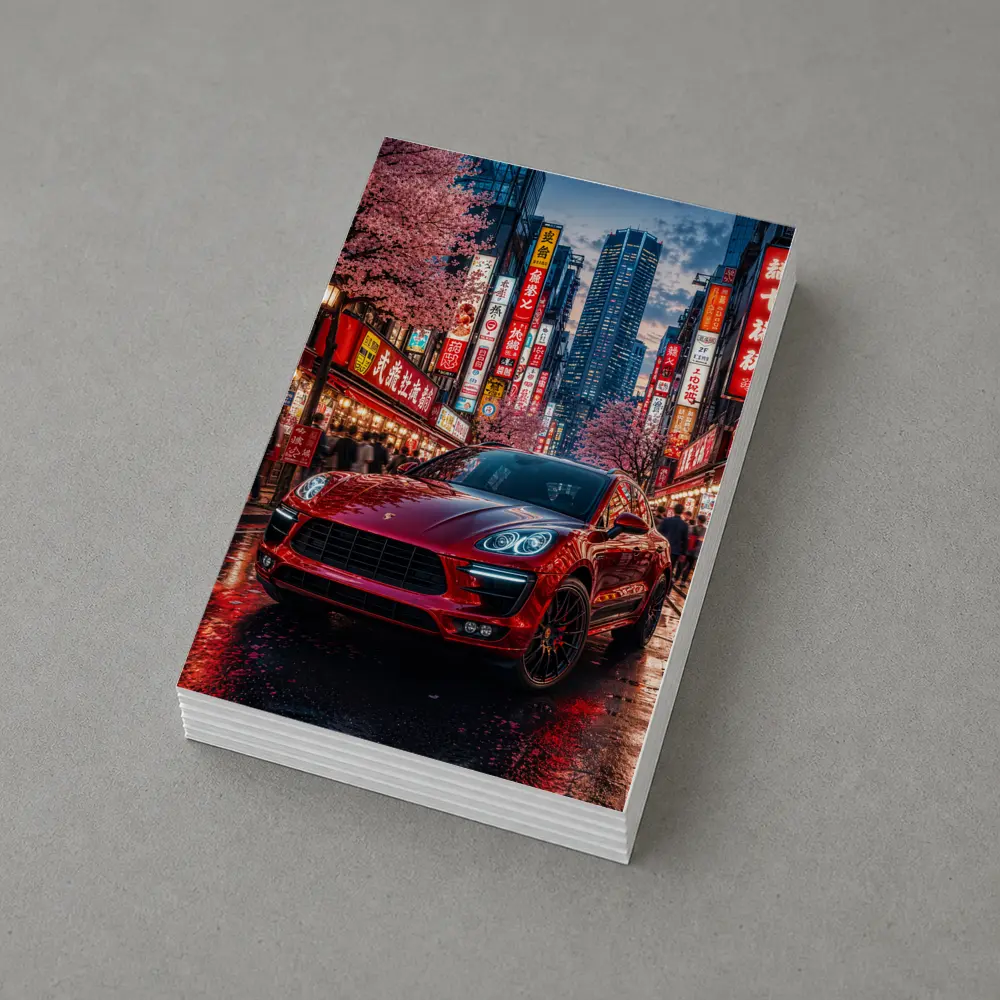 Porsche Macan Red Tokyo Night Street – Postcards