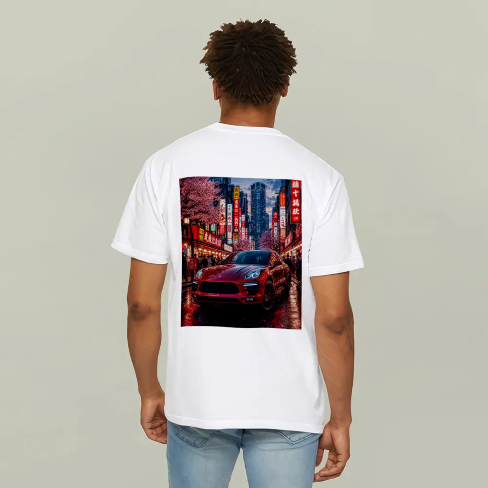 Porsche Macan Red Tokyo Night Street – T-Shirts