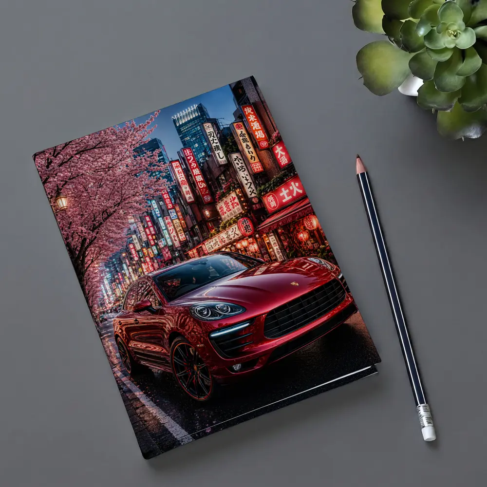 Red Porsche Macan Tokyo Cherry Blossom Street – Notebooks