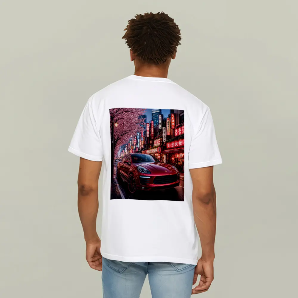 Red Porsche Macan Tokyo Cherry Blossom Street – T-Shirts