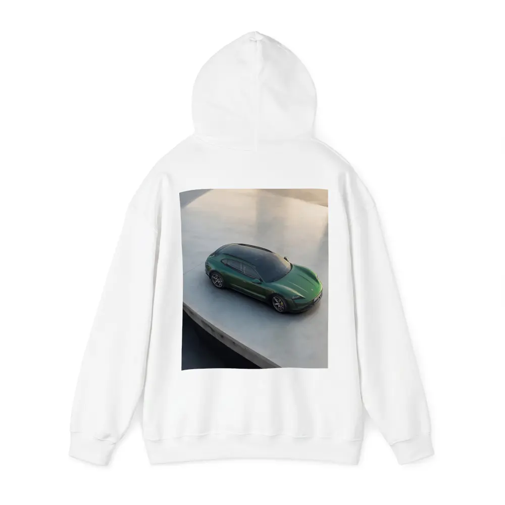 Green Porsche Taycan Sport Turismo Overhead View – Hoodies
