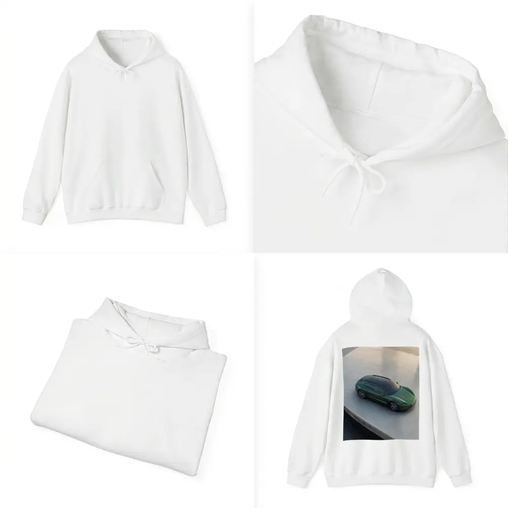 Green Porsche Taycan Sport Turismo Overhead View – Hoodies