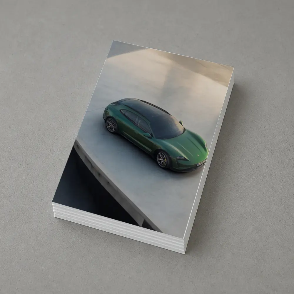 Green Porsche Taycan Sport Turismo Overhead View – Postcards