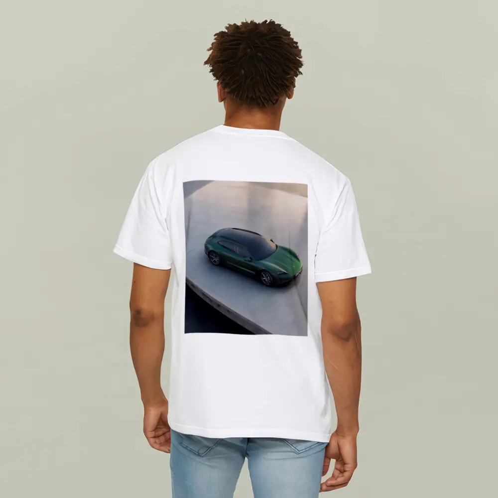 Green Porsche Taycan Sport Turismo Overhead View – T-Shirts