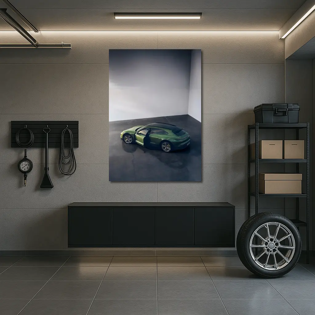 Porsche Macan Green Studio Overhead View – Wall Art