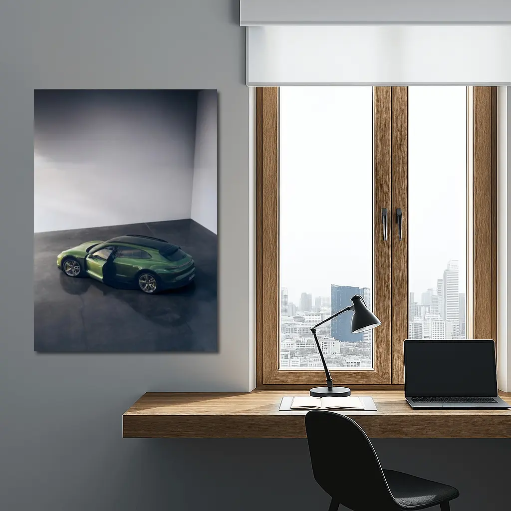 Porsche Macan Green Studio Overhead View – Wall Art