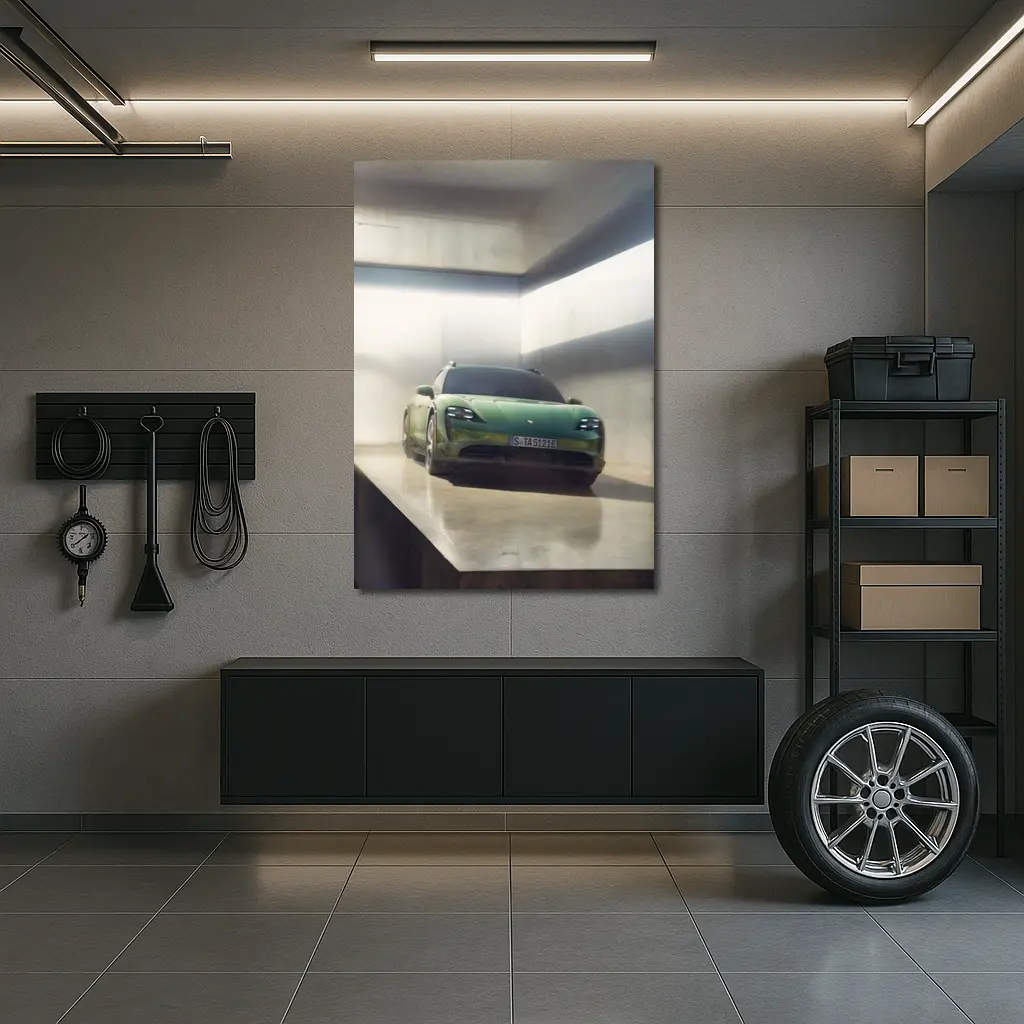 Porsche Taycan Sport Turismo Green Garage – Wall Art