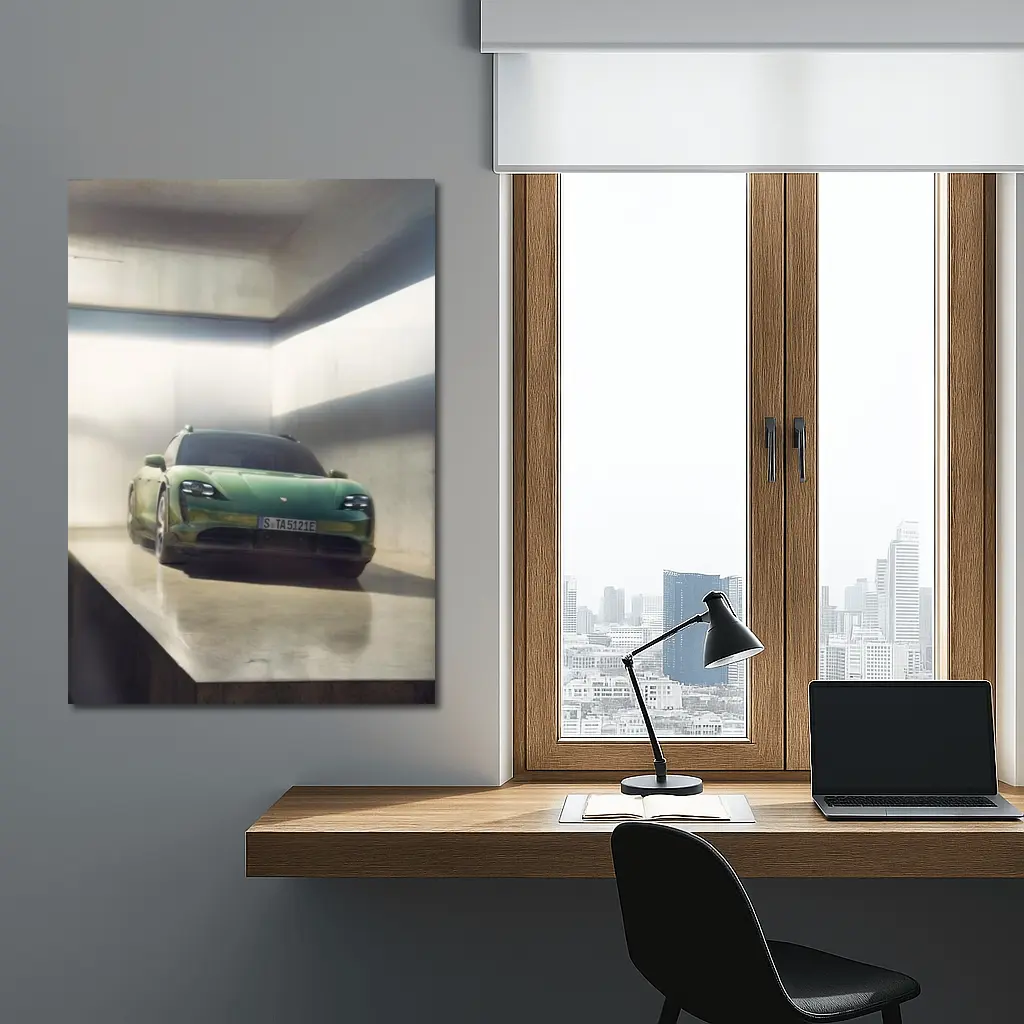 Porsche Taycan Sport Turismo Green Garage – Wall Art