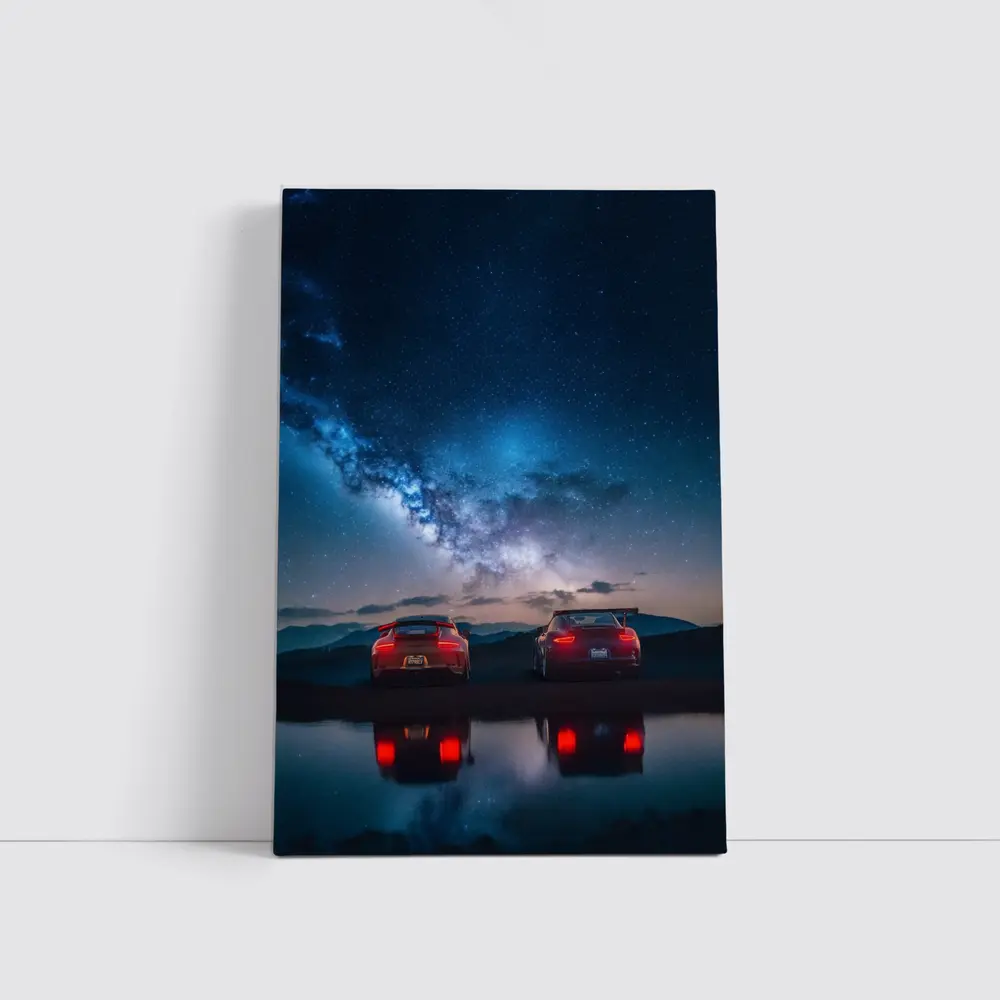 Two Red Porsche 911 Under Milky Way – Wall Art