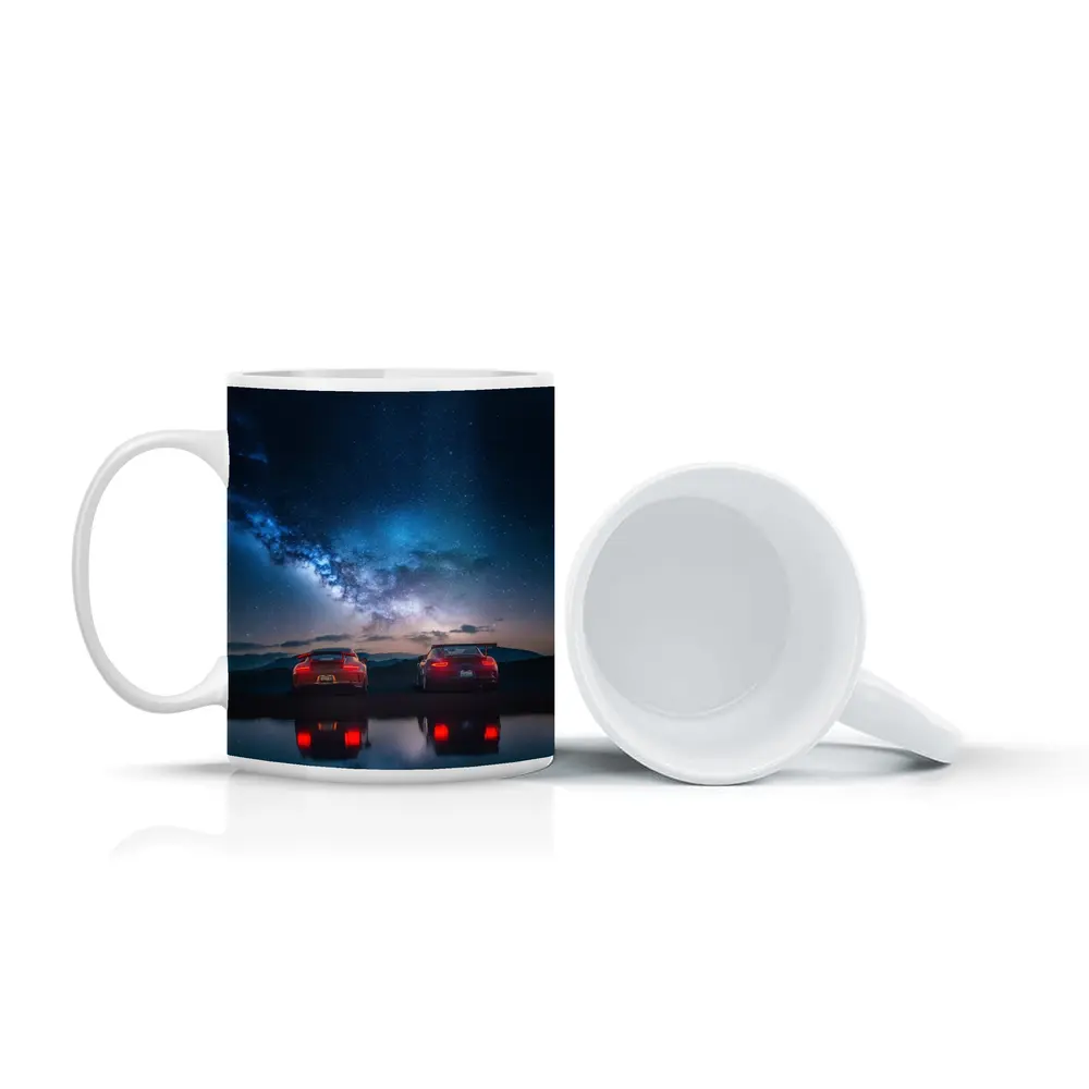 Two Red Porsche 911 Under Milky Way – Mugs