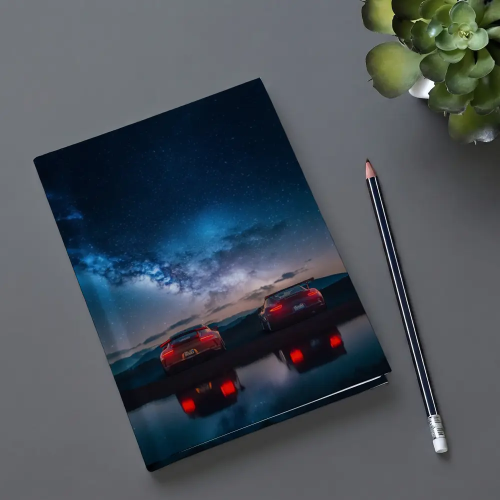 Two Red Porsche 911 Under Milky Way – Notebooks