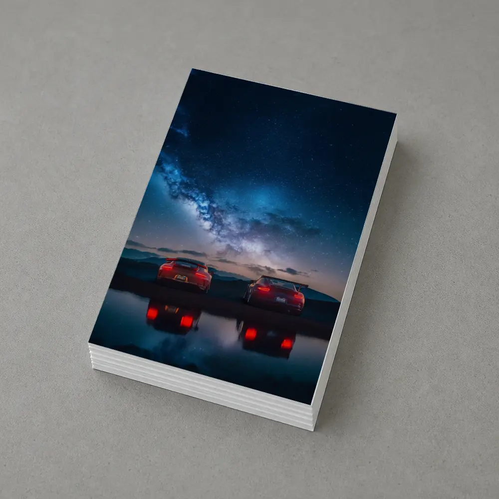 Two Red Porsche 911 Under Milky Way – Postcards