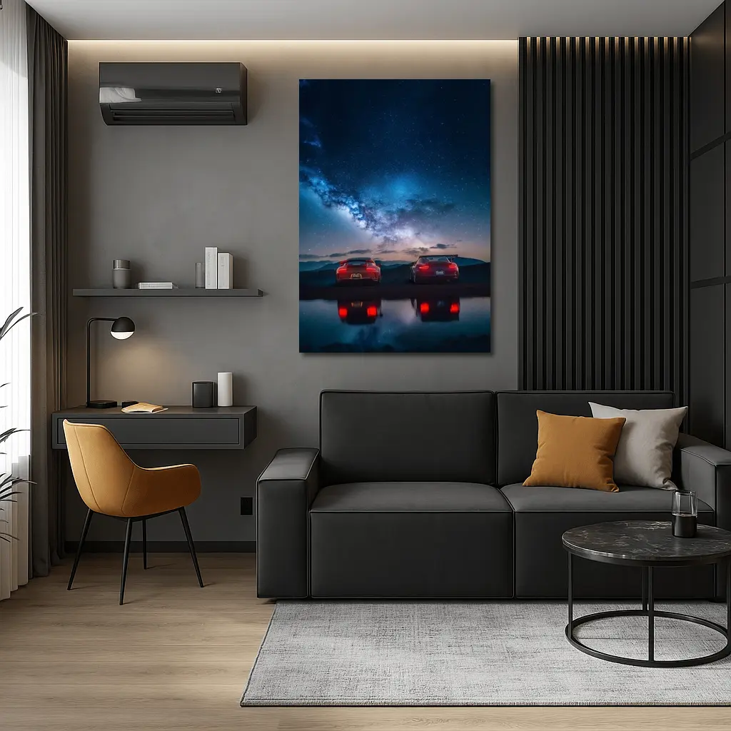Two Red Porsche 911 Under Milky Way – Wall Art