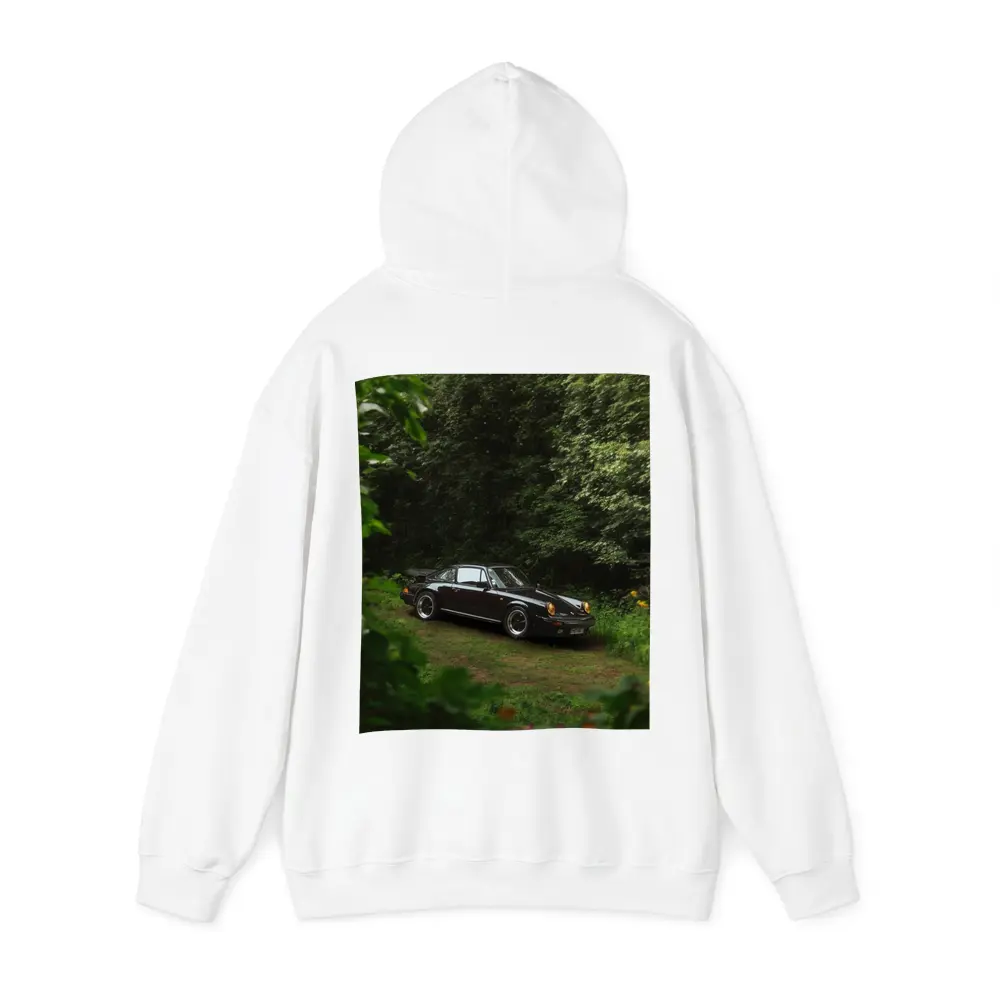 Black Porsche 911 Parked in Green Forest – Hoodies