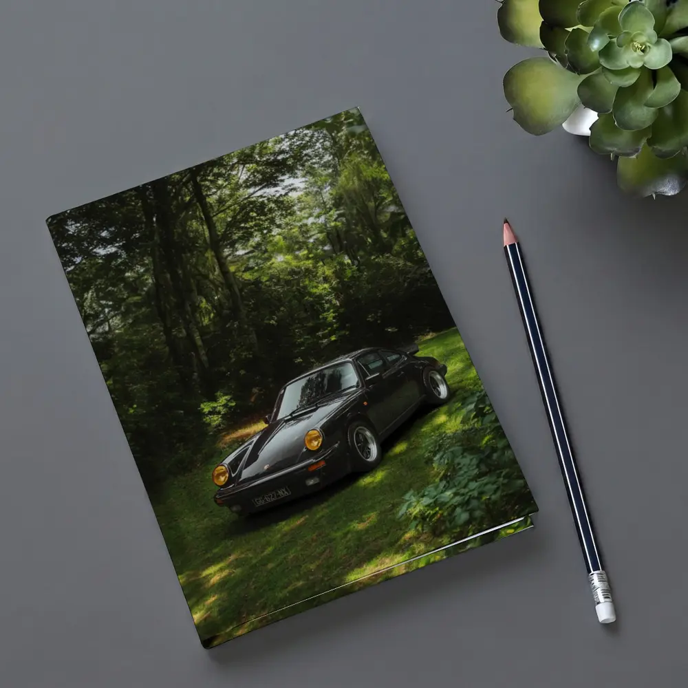 Black Porsche 911 Parked in Green Forest – Notebooks