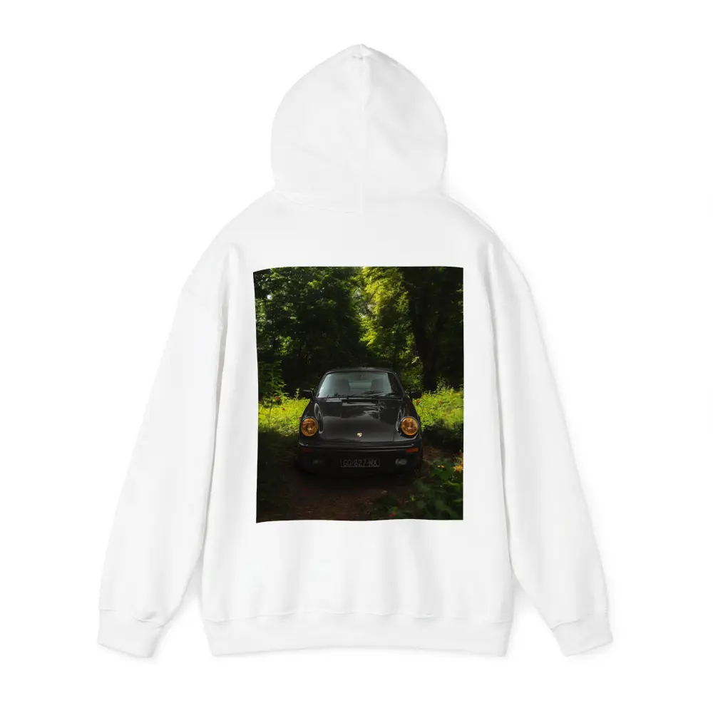 Black Porsche 911 Parked in Green Forest – Hoodies