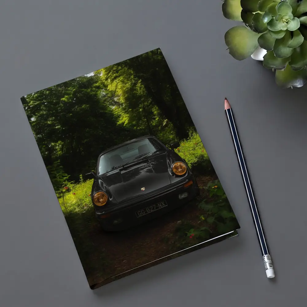 Black Porsche 911 Parked in Green Forest – Notebooks
