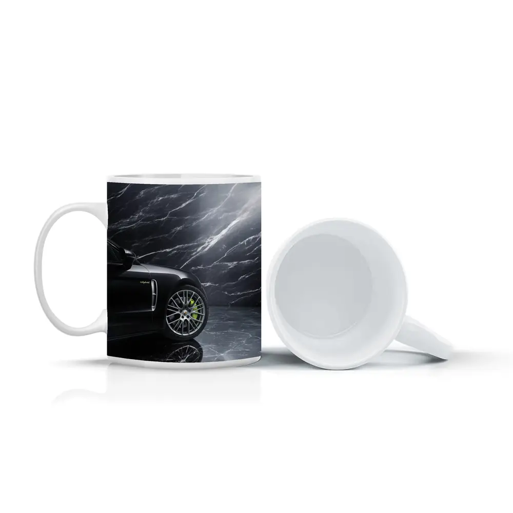 Porsche Panamera Black on Dark Marble – Mugs