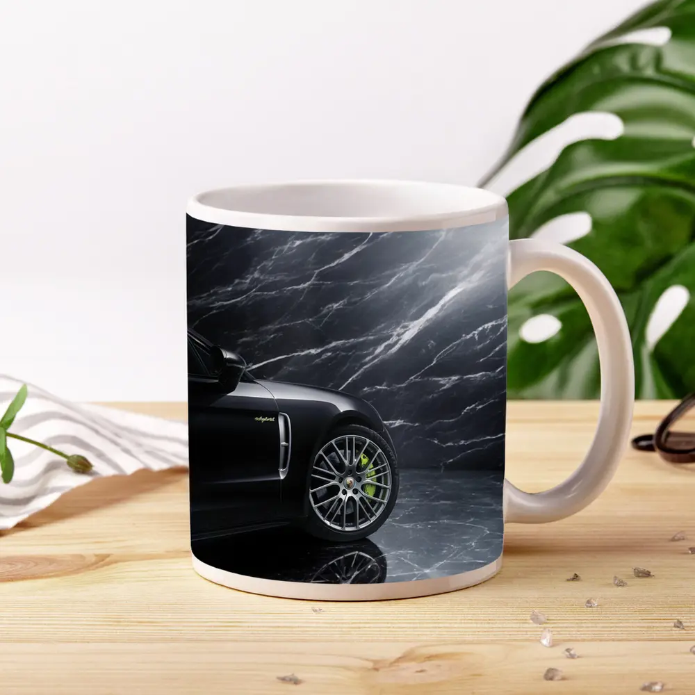 Porsche Panamera Black on Dark Marble – Mugs