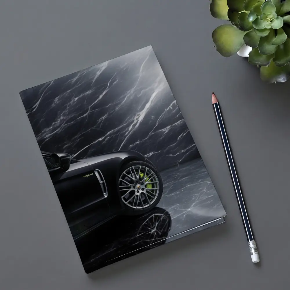 Porsche Panamera Black on Dark Marble – Notebooks