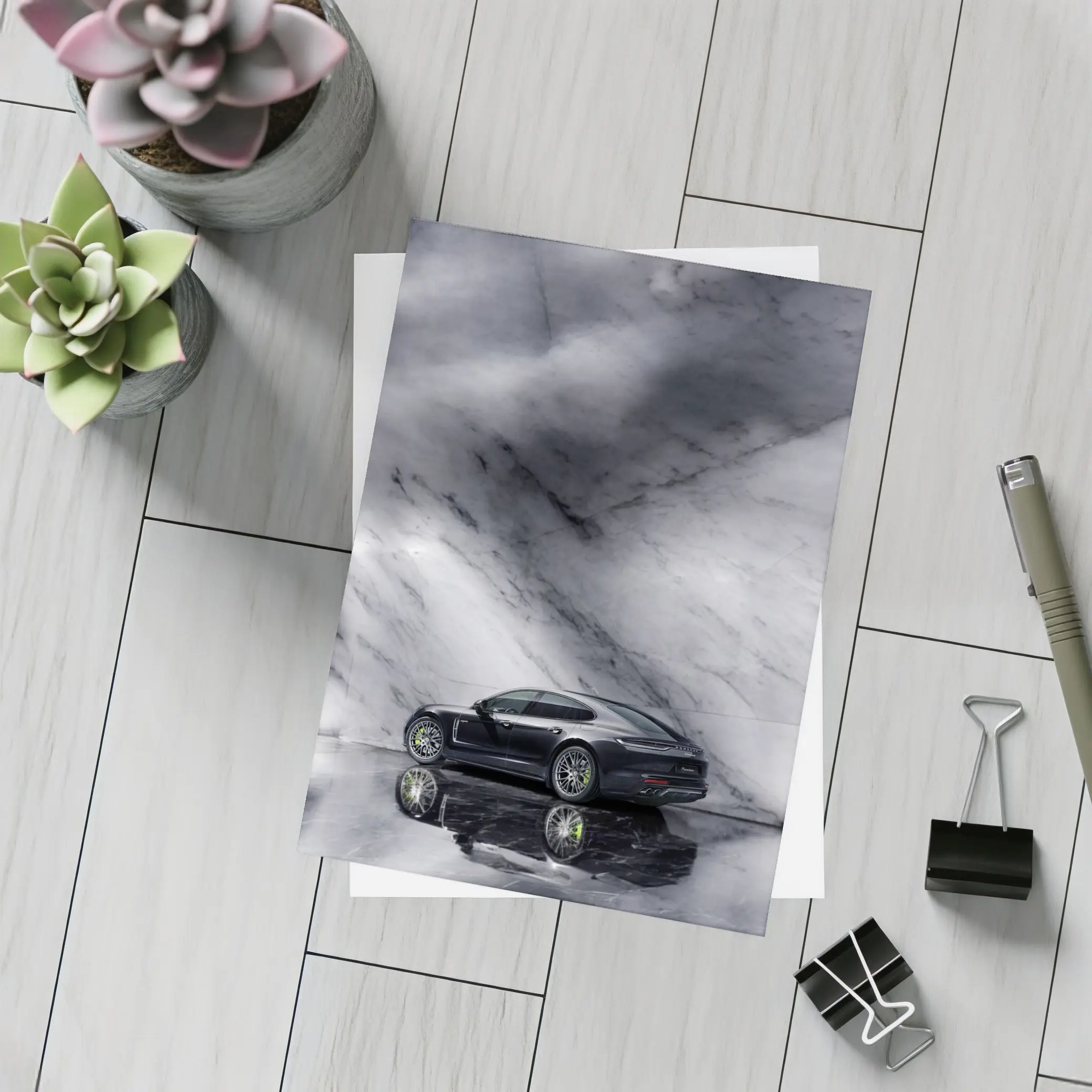 Porsche Panamera Dark Marble Studio Setting – Postcards