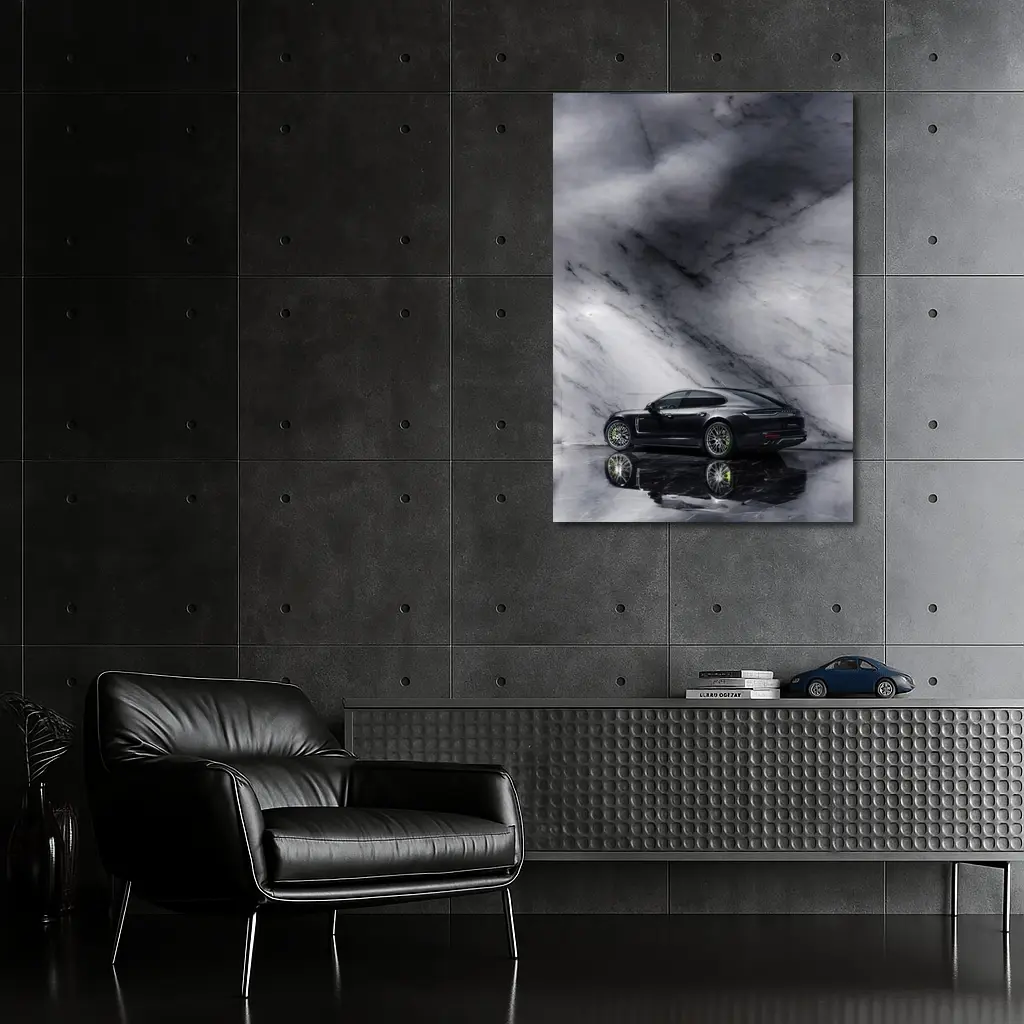 Porsche Panamera Dark Marble Studio Setting – Wall Art