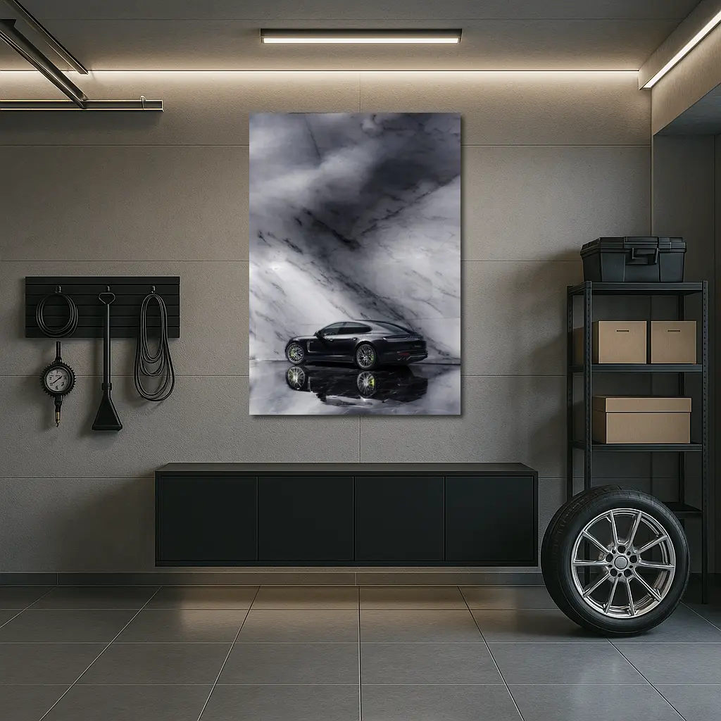 Porsche Panamera Dark Marble Studio Setting – Wall Art