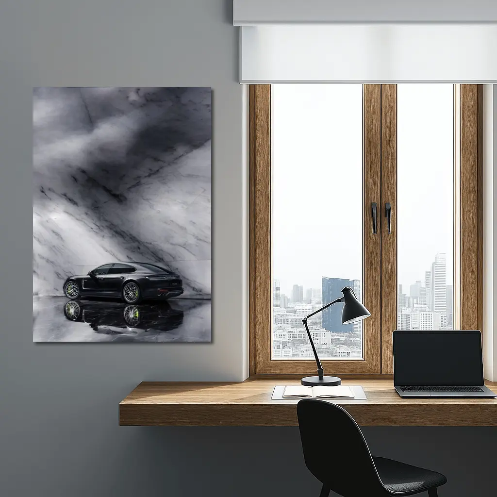 Porsche Panamera Dark Marble Studio Setting – Wall Art
