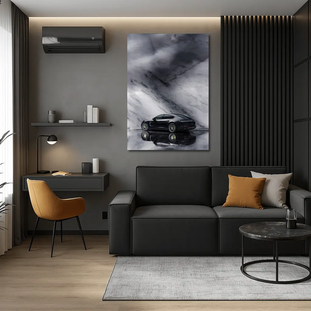 Porsche Panamera Dark Marble Studio Setting – Wall Art