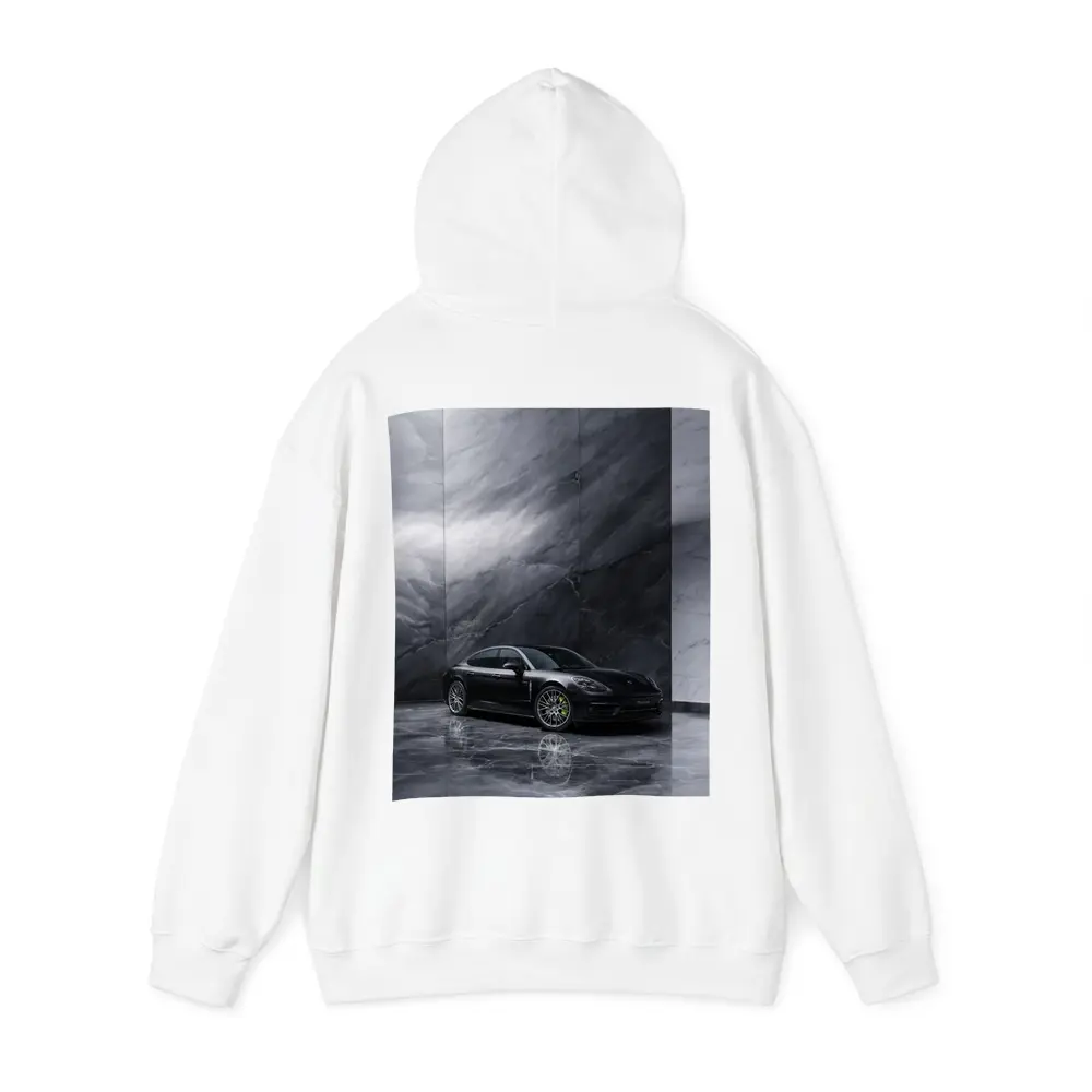 Porsche Panamera Black On Marble Background – Hoodies