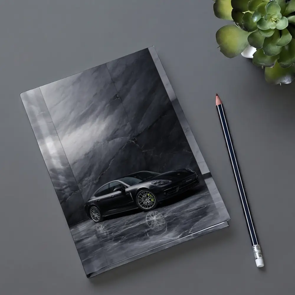 Porsche Panamera Black On Marble Background – Notebooks